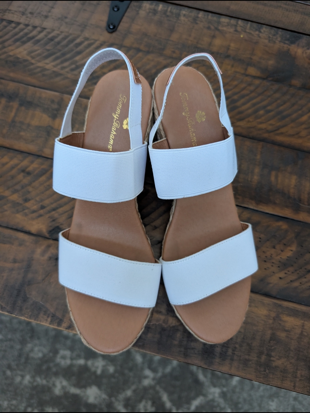 Tommy Bahama White Canvas Espadrille Wedge Sandals - Picture 2 of 3